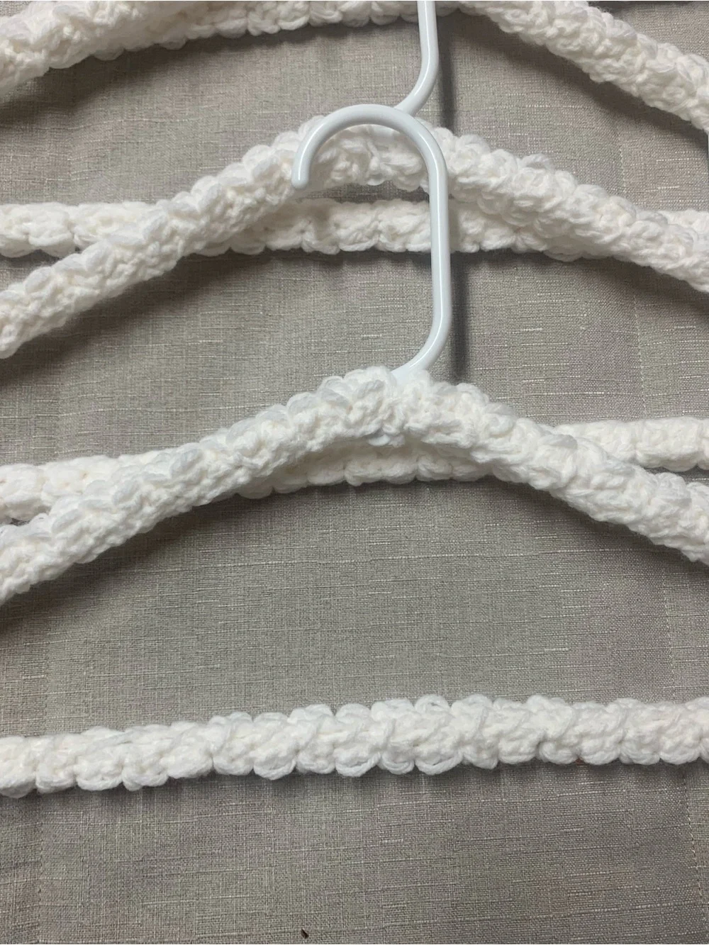 Hand Crafted White Crocheted Padded Closet Hangers - Set of 5